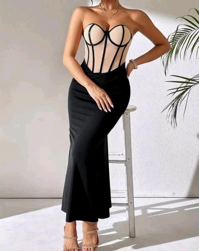 Womens Tube Dress Bodycon - Thumbnail 3