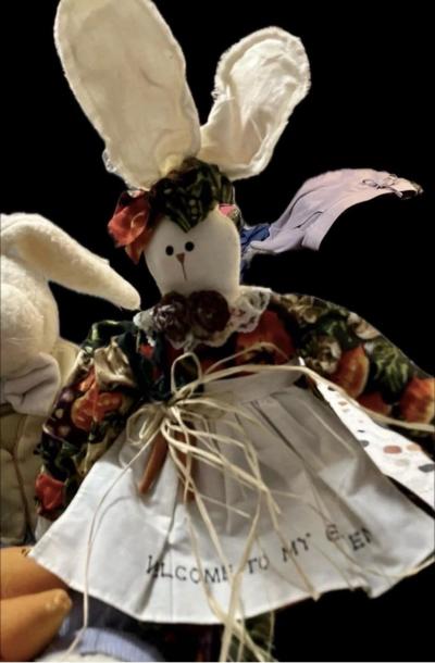Vintage Country Rustic Bunny Rabbit Gardener Version Stuffed - Thumbnail 3