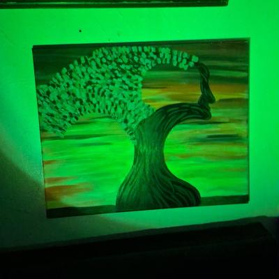 Pair of Acrylic Paintings 1 signed by artist Blacklight Neon - Thumbnail 5