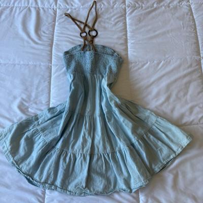 Mustard Seed Y2K Boho Seafoam Halter Mini Dress  Fairycore - Thumbnail 4