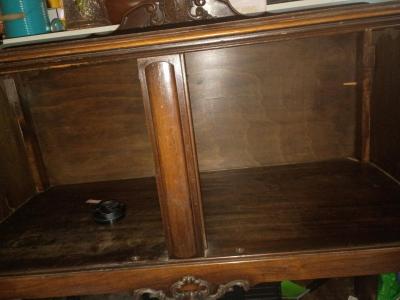 Antiques 1920s Tudor Style Walnut Buffet and Liquor Cabinet - Thumbnail 2