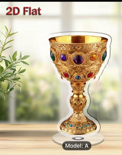2D Flat 1pc 2D Flat Rotating Acrylic Desktop Decor Piece Fea - Thumbnail 1