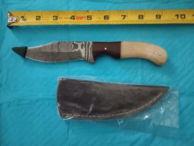 hand forged hunting knife with leather sheath - Thumbnail 2