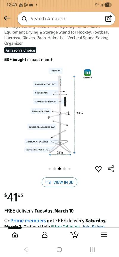 hockey uniform rack or a hat rack coat rack - Thumbnail 6