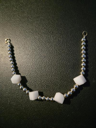 14kt Gold Filled Crystal Beaded Bracelet white Bracelet - Thumbnail 2