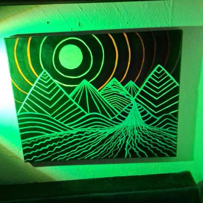 Pair of Acrylic Paintings 1 signed by artist Blacklight Neon - Thumbnail 4