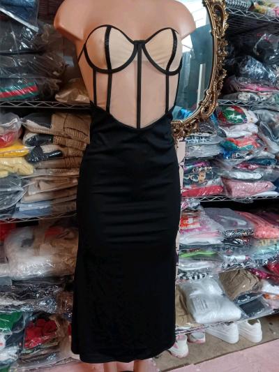 Womens Bodycon Sleeveless Mid high Dress - Thumbnail 1