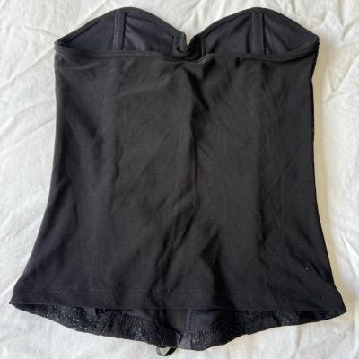 Black Lace Strapless Corset Bustier Top Boned Front Hook Clo - Thumbnail 4