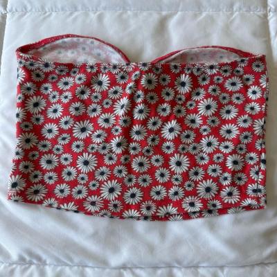 Y2K Daisy Dream Strapless Bandeau Top Red Floral Forever 21 - Thumbnail 4