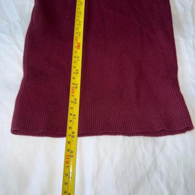 Burgundy Ribbed Knit Bodycon Midi Dress  Turtleneck - Thumbnail 5