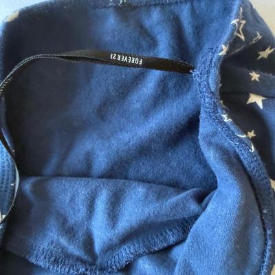 Y2K Navy Star Print Strapless Bandeau Top  Soft Stretch S - Thumbnail 2