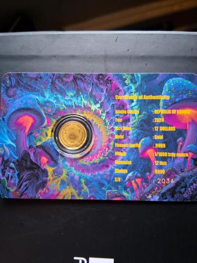 1 1000th oz Magic Mushroom gold coin - Thumbnail 2