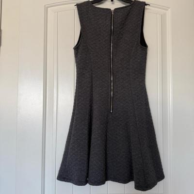 Minimalist Charcoal Quilted Skater Dress  Soft Texture - Thumbnail 3