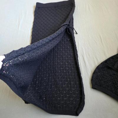 knit crop top and skirt set Black - Thumbnail 5