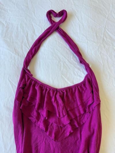 GUESS Magenta Halter Top with Ruffle Bust Detail  Womens XS - Thumbnail 2