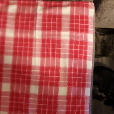 Red and White Plaid Checkered Cotton Cloth Rectangle Napkins - Thumbnail 5