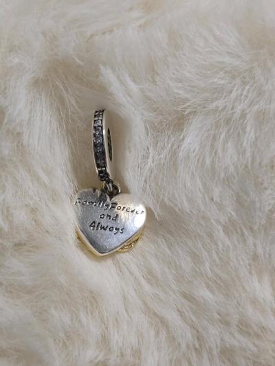 Sparkling Infinity Heart Dangle CharmSterling silver 14k gol - Thumbnail 4