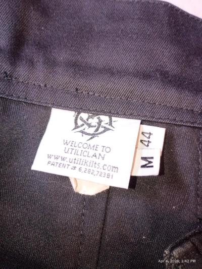 UtiliClan Utilikilt Black Utility Kilt Mens Size M 44 - Thumbnail 4