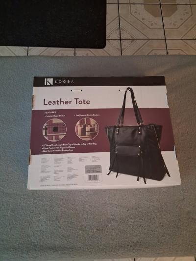 Kooba 12 Inch Black Leather Tote Bag Purse - Thumbnail 5
