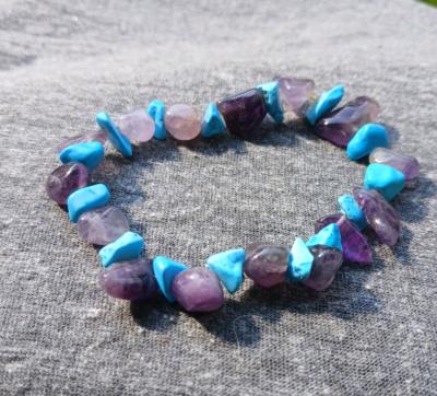 Blue Howlite Amythest Chipped Bracelet - Thumbnail 2