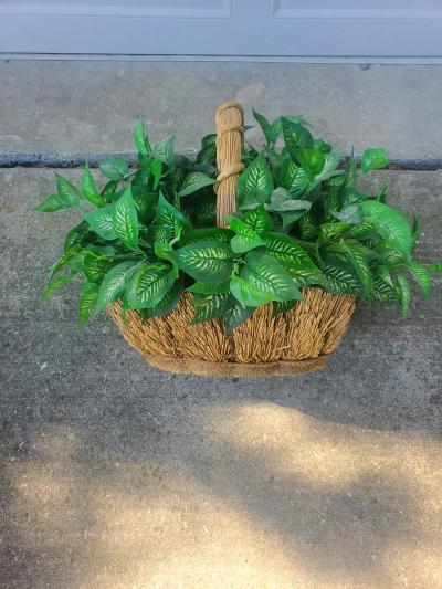 Decorative  Plant Artificial w Straw Basket - Thumbnail 3