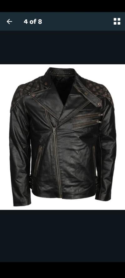 Black Leather Jacket for Men - Thumbnail 3