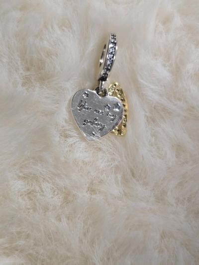 Shooting Star Hearts Double Dangle Charm for Pandora bracele - Thumbnail 3