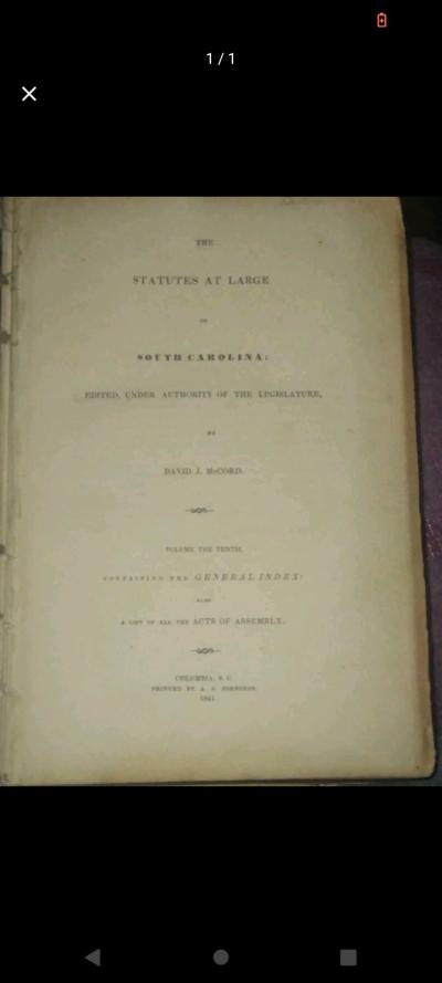 THE STATUTES AT LARGE OF SOUTH CAROLINA VOLUME THE TENTH1841 - Thumbnail 2