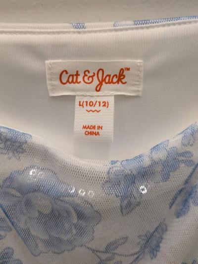 Cat  Jack Floral Tulle Dress Blue White Size L 1012 - Thumbnail 2