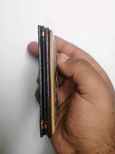 A 1970s Hippie Girl Fold Over Mirror Compact Faux Leather - Thumbnail 3