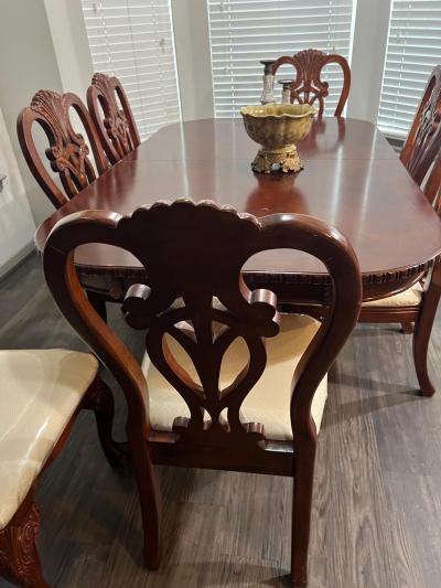 dining set 8 chairsChippendalestyle carved wood set - Thumbnail 5