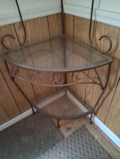 Black metal glass corner table - Thumbnail 3