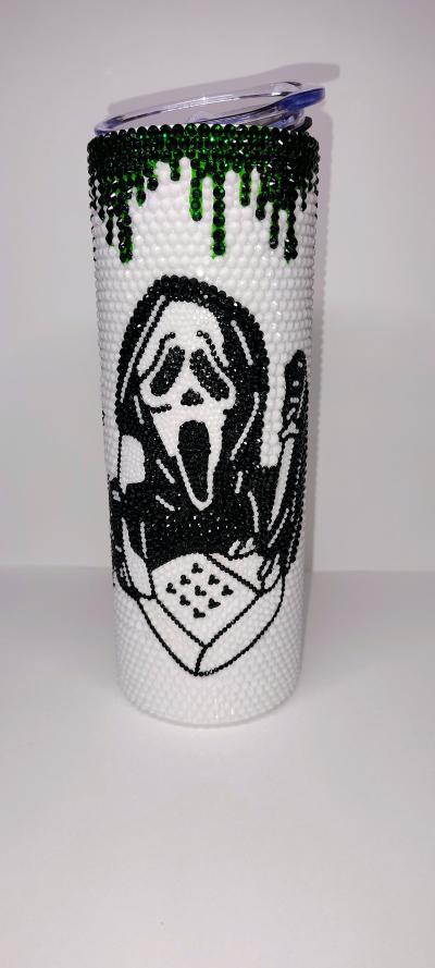 Handmade Ghost face Rhinestone tumbler - Thumbnail 2