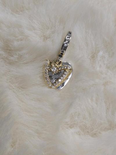 Shooting Star Hearts Double Dangle Charm for Pandora bracele - Thumbnail 4