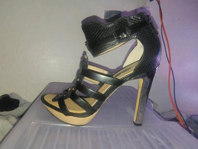 Runway Ready Sexy Black BCBG Strappy Stilettos - Thumbnail 5