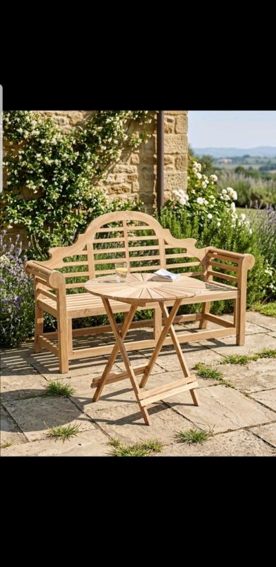 Lutyens Indonesian teak wood bench - Thumbnail 2