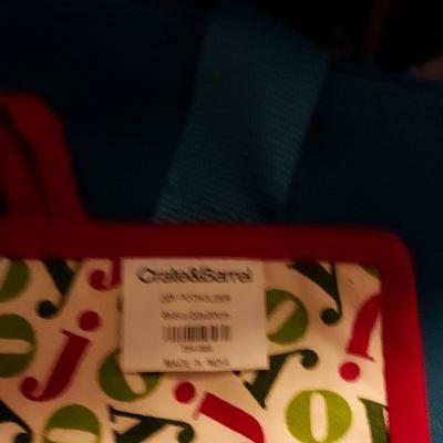 Crate and Barrel JOY Potholder Set Cotton Red Green White Ch - Thumbnail 3