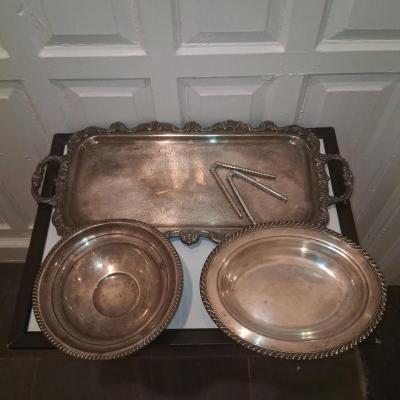 Gleaming Vintage Silverplate Entertaining Bundle  Poole Old