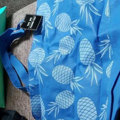 Greenbrier International Tote Blue AllOver Pineapple Print F - Thumbnail 5
