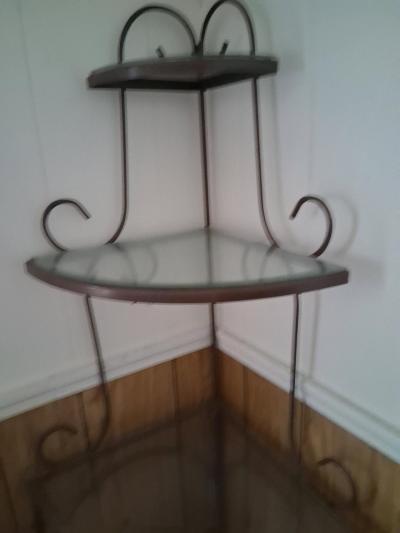 Black metal glass corner table - Thumbnail 4