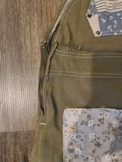 POL Overalls Womens L Green Patchwork Embroidered Wide Leg F - Thumbnail 8