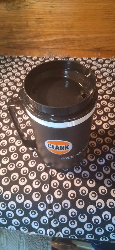 Vintage Clark Insulated Aladdin Plastic Travel Mug BlackOran - Thumbnail 6