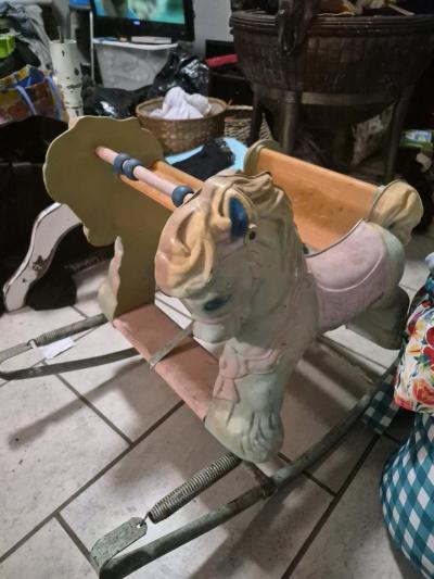 Vintage 1950s Wonder ShoFly Metal Toddler Rocking Horse Seat - Thumbnail 3