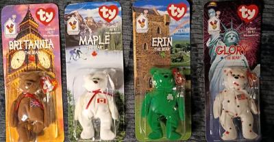 set of four McDonalds beanie babies bears around the world