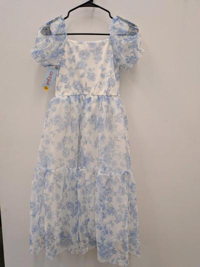 Cat  Jack Floral Tulle Dress Blue White Size L 1012 - Thumbnail 4