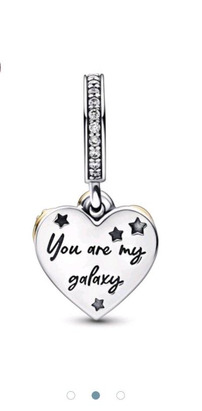 Shooting Star Hearts Double Dangle Charm for Pandora bracele - Thumbnail 2