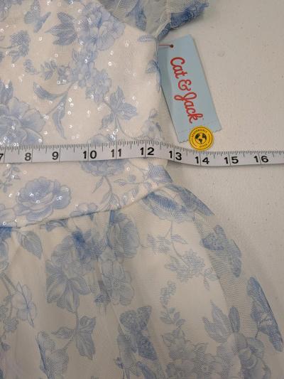 Cat  Jack Floral Tulle Dress Blue White Size L 1012 - Thumbnail 5