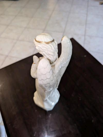 approximately 12in tall cream porcelain Angel 3 lb gold trim - Thumbnail 5
