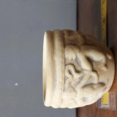 Beige Ceramic Round Planter Pot Pottery Made 21st Century De - Thumbnail 2