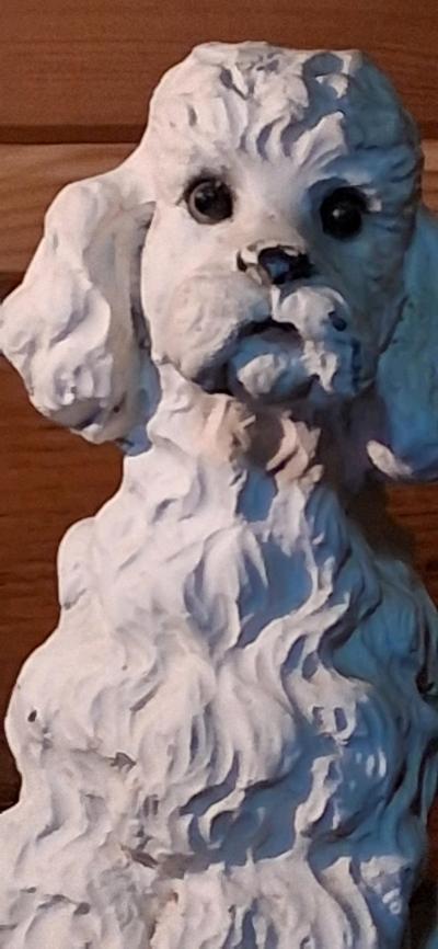 Vintage White Chalkware Poodle Dog Statues - Thumbnail 10